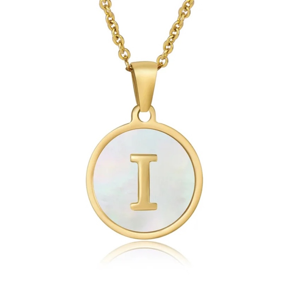 Letter “I” Initial Pendant 18k Gold Plated Real Mother Pearl A, B, C, D,…